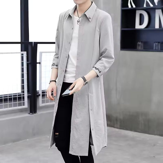 Heren trenchcoat – Oversized fit – Katoenmix – Lange mouw – Casual lange jas