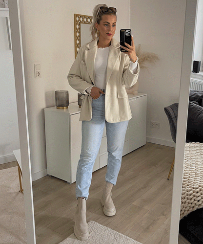 Vimala | Beige Oversized Casual Blazer