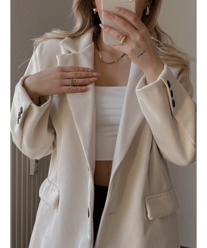 Vimala | Beige Oversized Casual Blazer