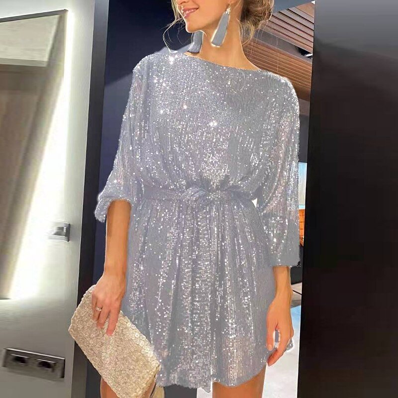 Nettie | Trendy Glitter Mini Feestjurk