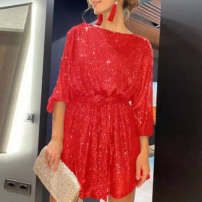 Nettie | Trendy Glitter Mini Feestjurk